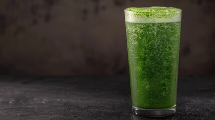 Healthy green smoothie drink in glass