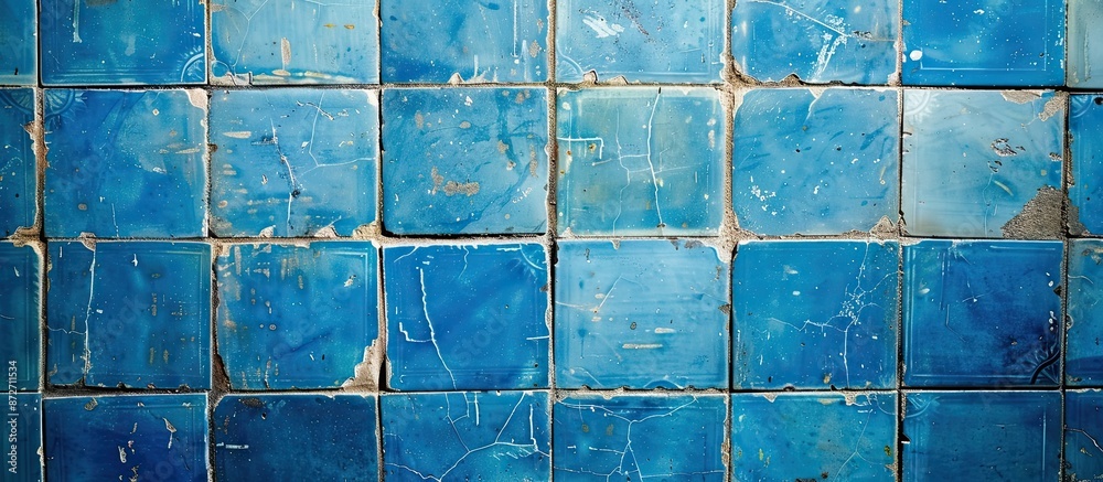 Fototapete old blue tile for background. with copy space image. place for adding text or design