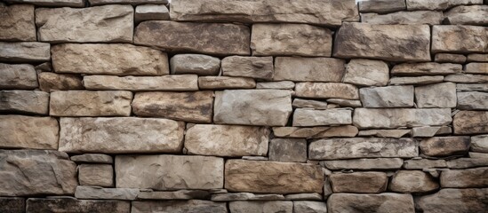 Fototapeta premium An old natural stone wall's texture with copy space image.