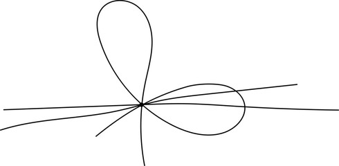Simple line bows on ribbon. Bow on string, lines and corners decoration design. Bowknot for package or letter, planner diary decent vector dividers