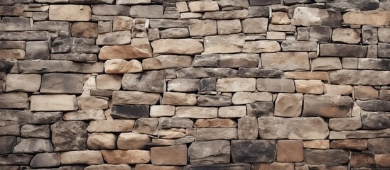 Retro stonewall background with old stone wall texture, rock blocks, ancient bricks fence, and a brickwork exterior mockup with copy space image.