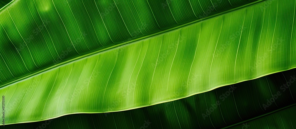 Poster banana leaf texture closeup in sunlight with copy space image.