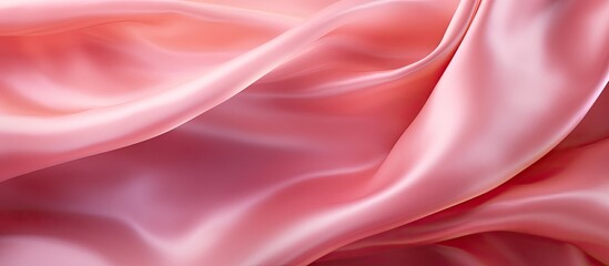 Fototapeta premium Pink silk fabric texture resembling the color of a rose with a copy space image.