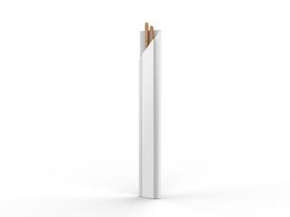 Round wooden Food Chopsticks with pack isolated on white background, 3d illustration.