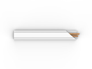 Round wooden Food Chopsticks with pack isolated on white background, 3d illustration.
