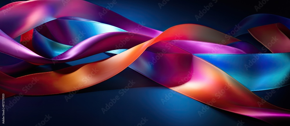 Aufkleber Vivid multicolored satin ribbons create a vibrant backdrop with copy space image.