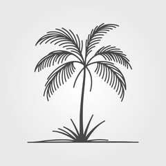 Fototapeta premium Black palm tree, isolated on white background. Palm silhouettes. Design of palm trees for posters, banners and promotional items. Vector illustration