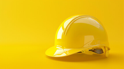Fototapeta premium Yellow Construction Helmet on Yellow Background