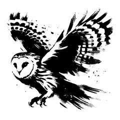 Obraz premium Owl in illustration in brush stroke painting,