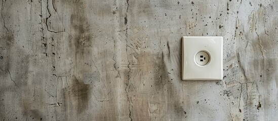 White electrical socket is placed on a wall. with copy space image. Place for adding text or design