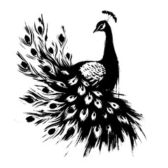 Fototapeta premium Peacock in illustration in brush stroke painting,