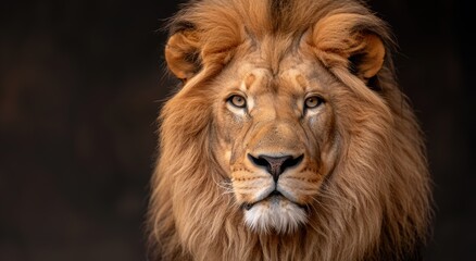 Majestic lion with piercing blue eyes