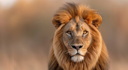 Obraz premium Majestic lion with piercing gaze