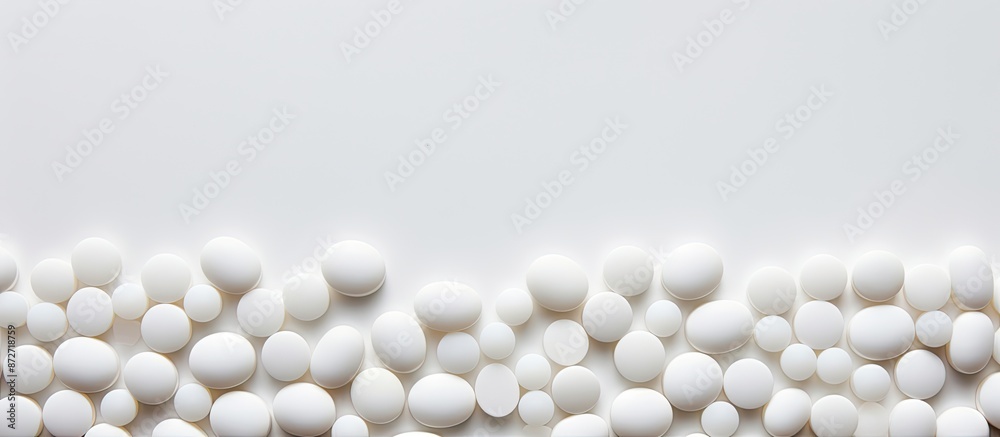 Poster pills in white on a paper backdrop with available copy space image.