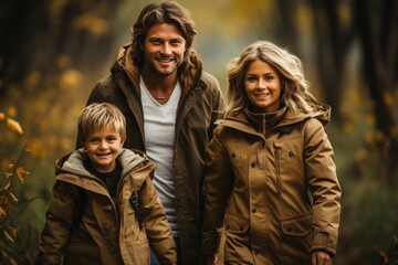 Blissful family bonding during a delightful stroll in the serene park surroundings