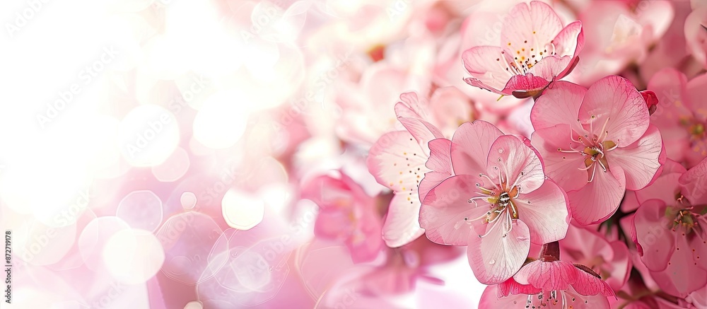 Poster isolated pink spring flowers with a beautiful surrounding copy space image.