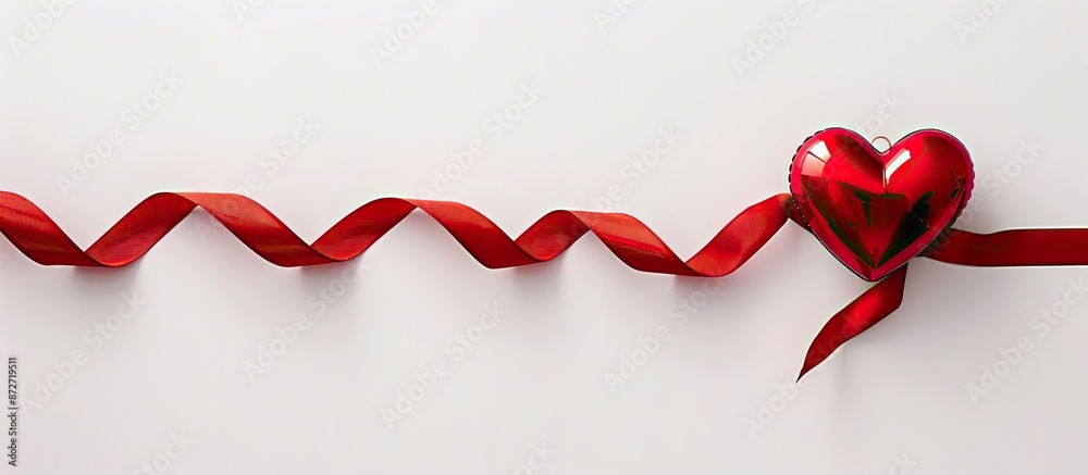 Aufkleber heart and ribbon on a white backdrop with copy space image.