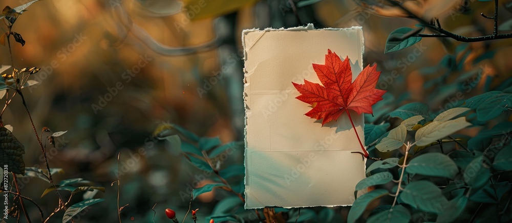 Poster blank note with a nature-themed backdrop for a copy space image.