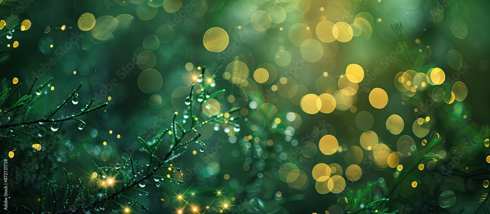 Aufkleber Vintage green bokeh glitters create a charming ambiance in the copy space image.