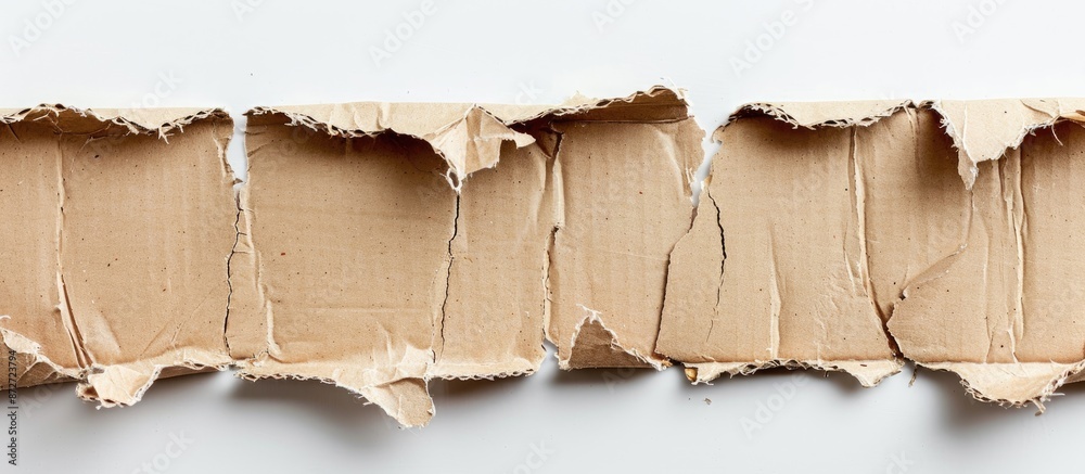 Aufkleber Textured cardboard with torn edges on a white background with copy space image.