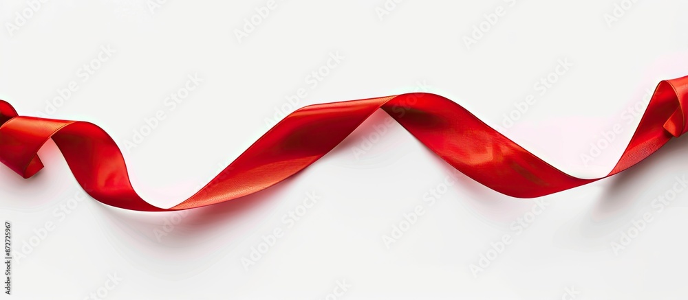 Poster A bright red ribbon set against a clear white backdrop with copy space image available for custom designs.