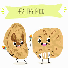 Cute nut, tiger, chufa, characters, cedar cone, funny nuts, with different activities, outdoor, sports, musical instrument.