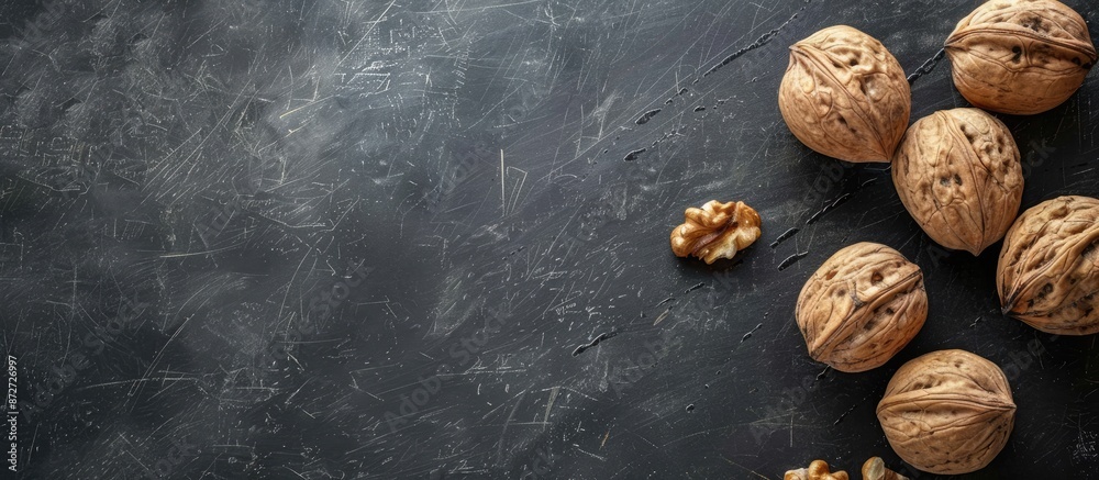 Poster blank blackboard label with copy space image for walnuts.