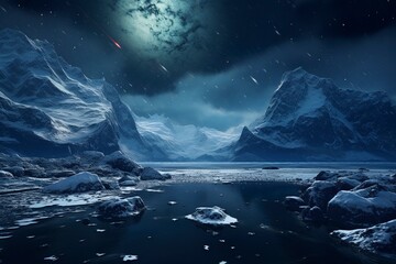 Fototapeta premium a night view of the north pole with generative ai