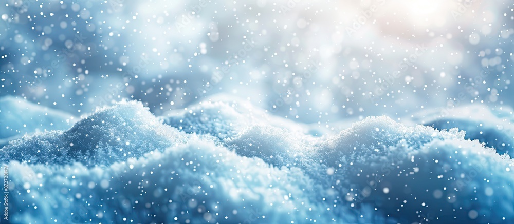 Poster blurred image of snow drifts, providing a snowy background in white with copy space image.