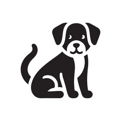 Black dog icon , silhouette, vector art illustrator, clip art