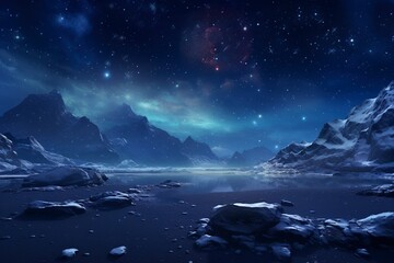 a night view of the north pole with generative ai