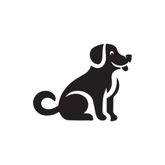 Black dog icon , silhouette, vector art illustrator, clip art