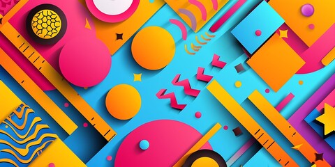 Abstract colorful geometric background with retro patterns and shapes, colorful background, vector illustration design, digital art, colorful, colorful geometric, colorful pattern, vibrant colors