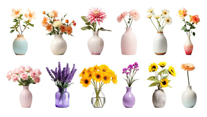 Flower vase png cut out set