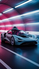 Obraz premium Futuristic sports car wireframe intersection with custom LED lights (3D Illustration) sheen of a luxurious, polished sports car. wallpaper sports car wallpaper illustration images ai generative 