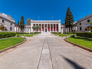 Fototapeta premium The Gennadius library in Greece, located on the slopes of Mt. Lycabettus, in Athens. On the front is written a quote of Isocrates: 