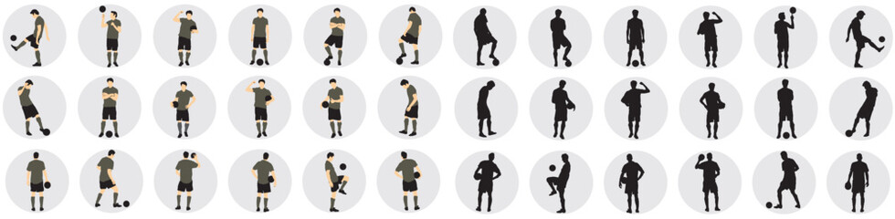 footballer soccer player silhouette and set  huge collection