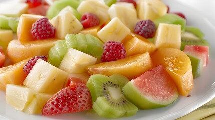 A Refreshing Tropical Fruit Platter with Juicy Vibrant Produce Arrangement