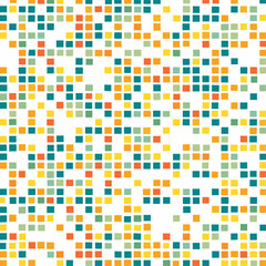 Fototapeta premium Grid of Geometric Shapes: A Seamless Pattern Featuring Squares in Green, Orange, and Yellow