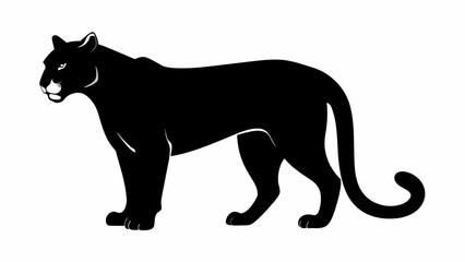 North American Cougar Silhouette Vector Graceful Wildlife Illustration