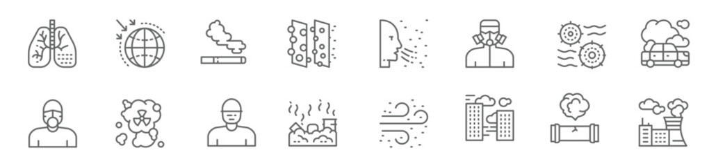 Set of Pollution Line Icons. Vector