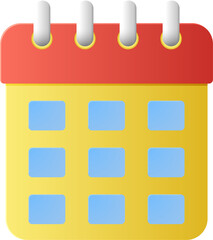 Calendar icon. yellow date symbol with black background. 3D paper cut style