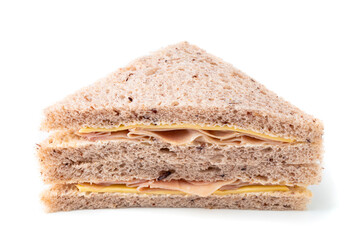 Sandwich with ham, cheese isolated on a white background