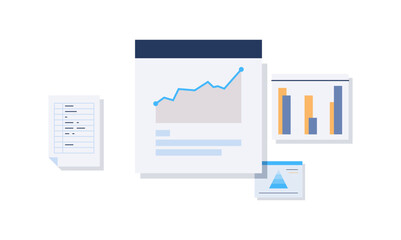 Planning schedules infographic dashboard templates and online planner organization time management concept flat vector illustration.	
