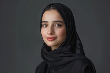 Naklejka premium Portrait of a Young Woman in a Black Hijab