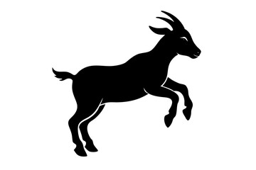 silhouette of a goat , goat vector illustration, goat silhouette, animal silhouette isolated vector Illustration, png, Funny cute goat, Jumping cartoon Pats
