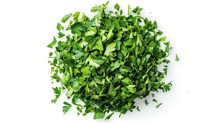 Obraz premium Parsley leaves are isolated on a white background. Top view. Flat lay.