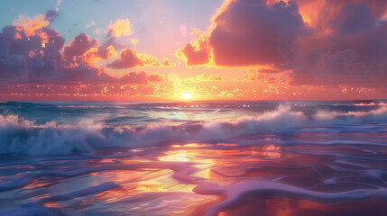 Naklejka premium sunset over the sea