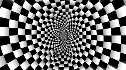 Black And White Checkerboard Spiral Pattern