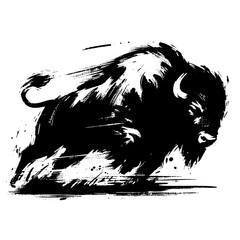 buffalo, bison, bull, cow in illustration in brush stroke painting